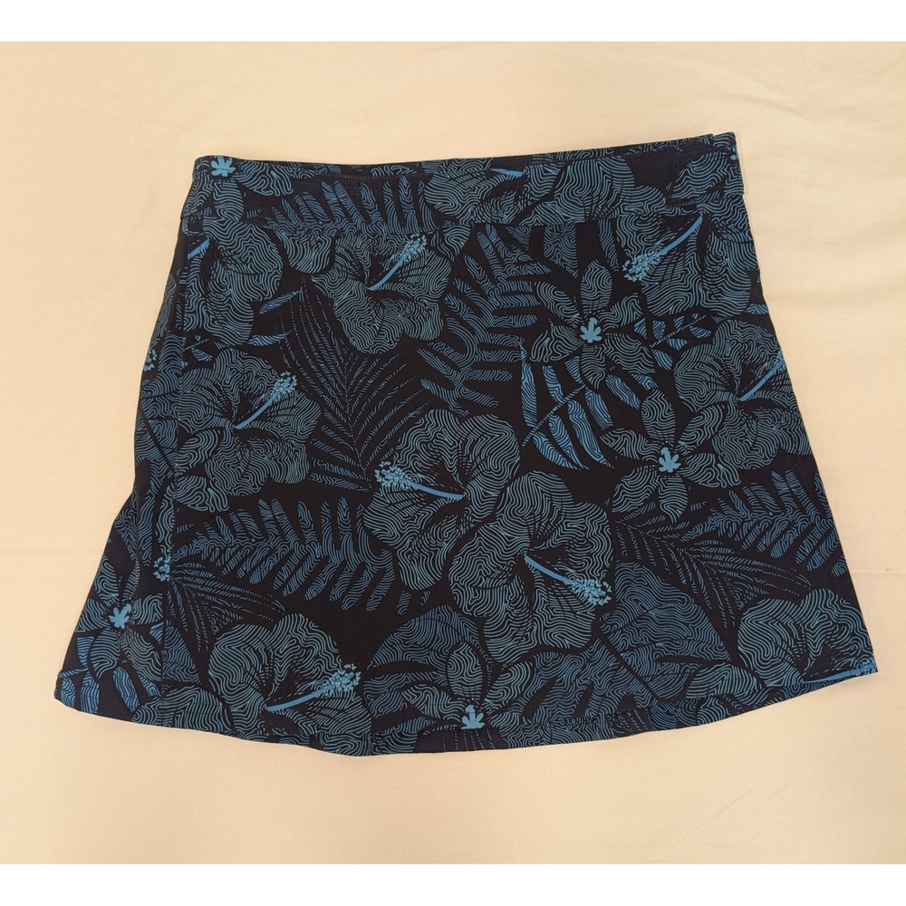 RipSkirt Blue Tropical Print Wrap Travel Skirt Size Medium